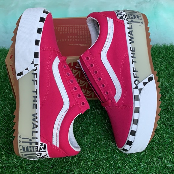 VANS OLD SKOOL STACKED LOGO STACK CABARET/TRWHT WM - Picture 6 of 13